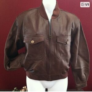 Women's Classic Brown Bomber Jacket